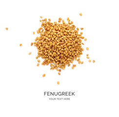 Creative layout made of fenugreek  on white background. Flat lay. Achiote Food Concept. Macro  concept.