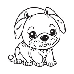 Obraz na płótnie Canvas Cute Dog. Black and white vector illustration for coloring book