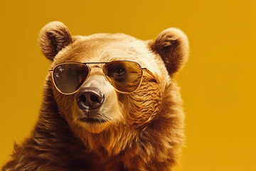 Sunglasses for polar bears too An adorable polar bear wearing shades up close, bringing a touch of humor and quirkiness to your designs. AI Generative.