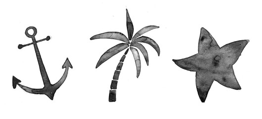 watercolor topical icons