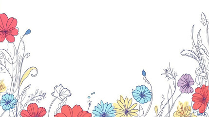 Simple blank postcard with a colorful flower