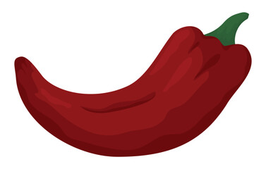 Isolated red chili or jalapeno in cartoon style, Vector illustration