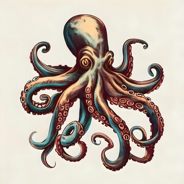 octopus pencil drawing isolated on white background Generative AI