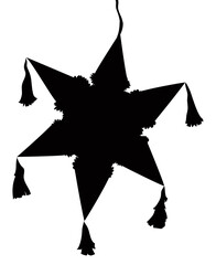 Silhouette of a hanging pinata with star shape, Vector illustration