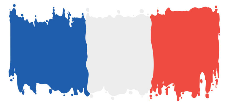 Paint splashes with French flag tricolor on white background, Vector illustration