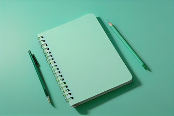 White blank laptop mockup light background flat lay. Generative Ai