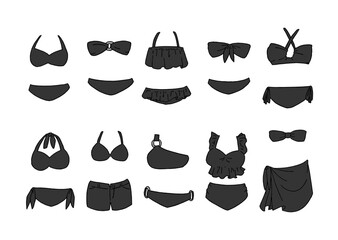 黒のビキニのイラストセット
