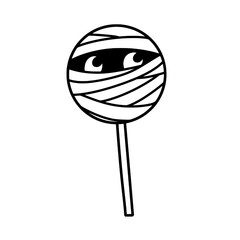 Halloween mummy lollipop hand drawn