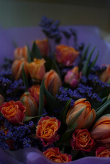Close up of orange flowers in a bouquet 