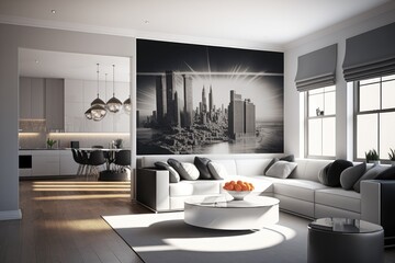 Modern bright interiors apartment living room