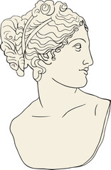 greek woman sculpture, antique classical sculpture, ancient sculpture, hand drawn, boho colors, classical sculpture, modern style, vector.