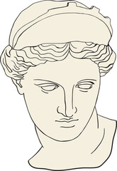 greek woman sculpture, antique classical sculpture, ancient sculpture, hand drawn, boho colors, classical sculpture, modern style, vector.