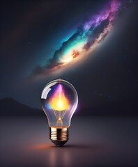 Glowing light bulb, universe