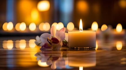 candlelight romantic moment with flowers