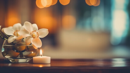 Obraz na płótnie Canvas candlelight romantic moment with flowers