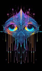 Abstract alien head on black background