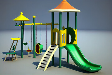 Modern children's playground in city park. Generative Ai