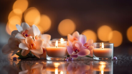 Obraz na płótnie Canvas candlelight romantic moment with flowers