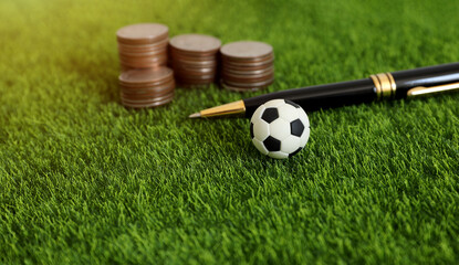 Obraz premium business in football club and soccer team manager, online sport betting concept 