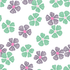 Chamomile flower endless background. Abstract floral seamless pattern in simple style.