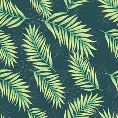 Fototapeta na wymiar Abstract exotic plant seamless pattern. Tropical palm leaves pattern. Fern leaf wallpaper. Botanical texture. Floral background.