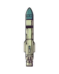 Flying spaceship takes off to galaxy adventure