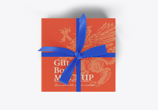 Gift Box Mockup with Bow Mockup