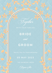 Wedding Invitation with blue background