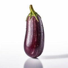 One eggplant isolated on white background. Set for commercial photography.