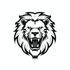 Fototapeta na wymiar lion mascot head face illustration wild animal design vector symbol emblem icon silhouette king power sign
