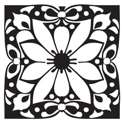 Flower clipart vector design black and white