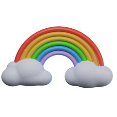 3D Rainbow and Cloud Illustration