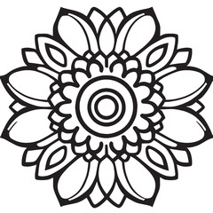 Flower clipart vector design black and white