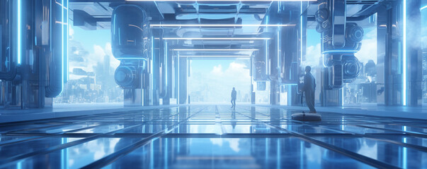 Generative Ai. a futuristic looking room with blue lights