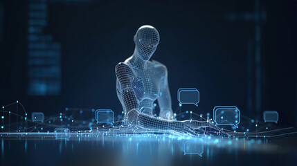 robot ai,touch display.chat icon.ai. artificial intelligence.intelligence cyberspace. technology artificial.science. brain machine.chat adviser.robot learning.network circuit.