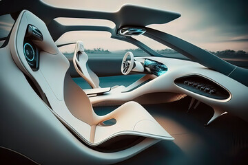 Naklejka premium Future Intelligent Vehicle Cockpit . AI technology generated image