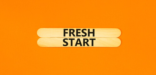 Fresh start and motivational symbol. Concept words Fresh start on beautiful wooden stick. Beautiful...