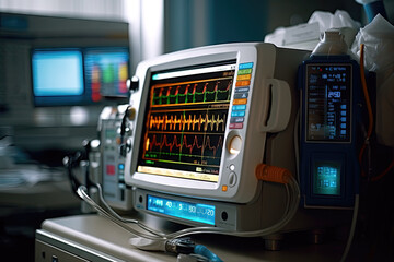 Naklejka premium Intensive care unit (ICU) with medical equipment and monitors, Generative AI