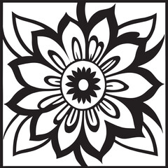 Flower clipart vector design black and white