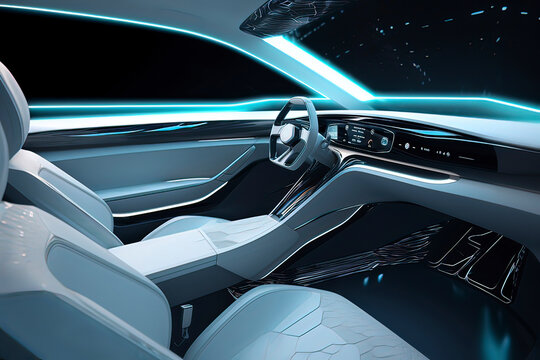 Future Intelligent Vehicle Cockpit . AI technology generated image