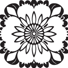 Flower clipart vector design black and white