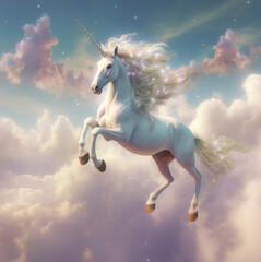 Naklejka na ściany i meble unicorn in the sky