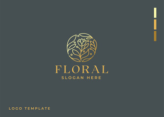 Luxurious Nature floral leaf ornament logo icon design template. Gold, elegant, beauty, spa, yoga, cosmetic product, modern vector illustration
