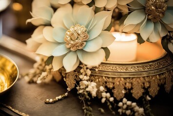 decorative and rich wedding flower backdrop for decoration generative ai