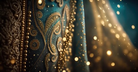 decorative and rich silk saree fabric wallpaper in ethnic art generative ai