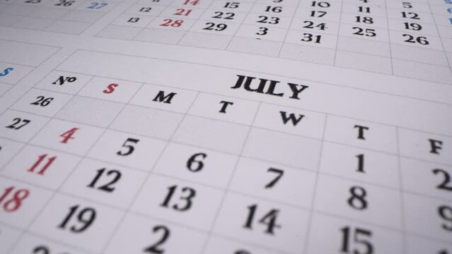 Calendar year 2023. calendar date,July 04. Independent day in America. Holidays and business days in macro shot. Dates of summer