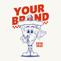 Pizza Character, Retro Mascot Character
