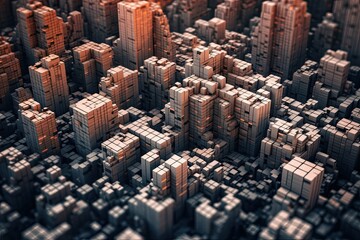 Obraz premium A city built from above out of little boxes (Generative AI, Generativ, KI)