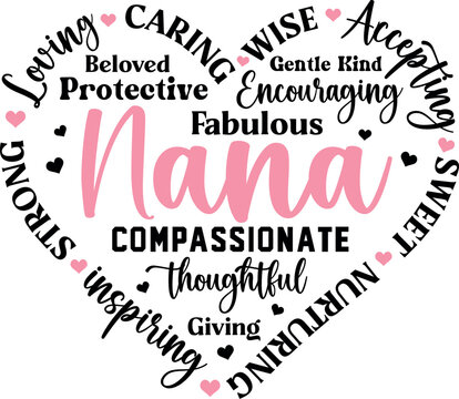 Nana Heart Shape Svg, Nana Svg