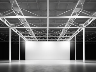 Dark Underground Cell Steel Wire Room Glowing White Led Light On Carbon Cement Grunge Concrete Steel Column Beams Industrial Stage Garage Empty Background Corridor 3D Rendering